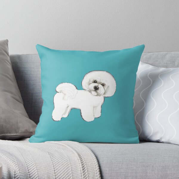 Bichon Frise Hunde Spaß Sommer Türkis Dekokissen