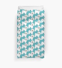 Bichon Frise Hunde Spaß Sommer Türkis Bettbezug