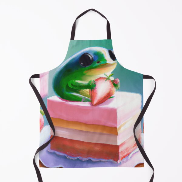 Item preview, Kawaii frog sitting on a luxurious strawberry cake in spring designed and sold by DeVeauDesign.