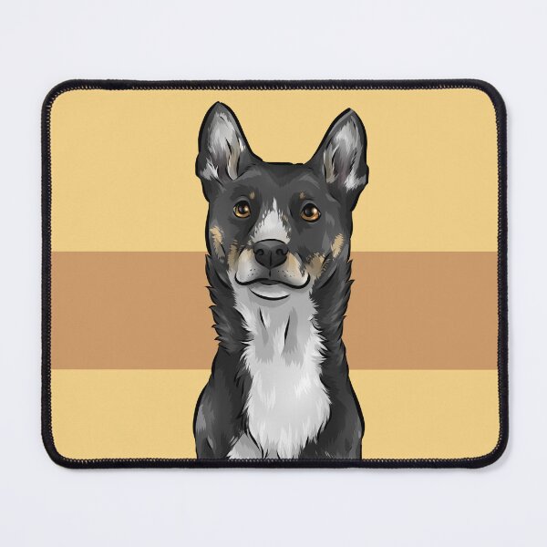 Item preview, New Guinea Singing Dog | Black and Tan | Yellow Background | Cute Dog Art designed and sold by shirinsart.