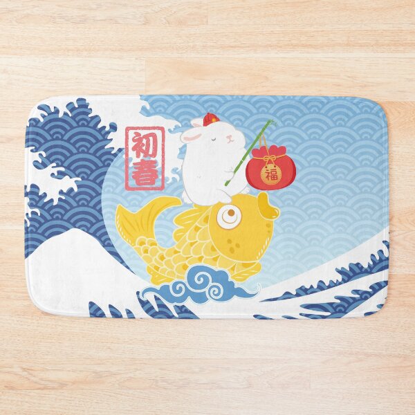 Item preview, Lunar New Year 2023 – Golden Koi Fish Rabbit Great Wave designed and sold by Lulupainting.