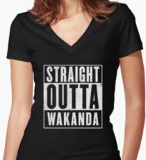 Straight Outta Wakanda Women's Fitted V-Neck T-Shirt
