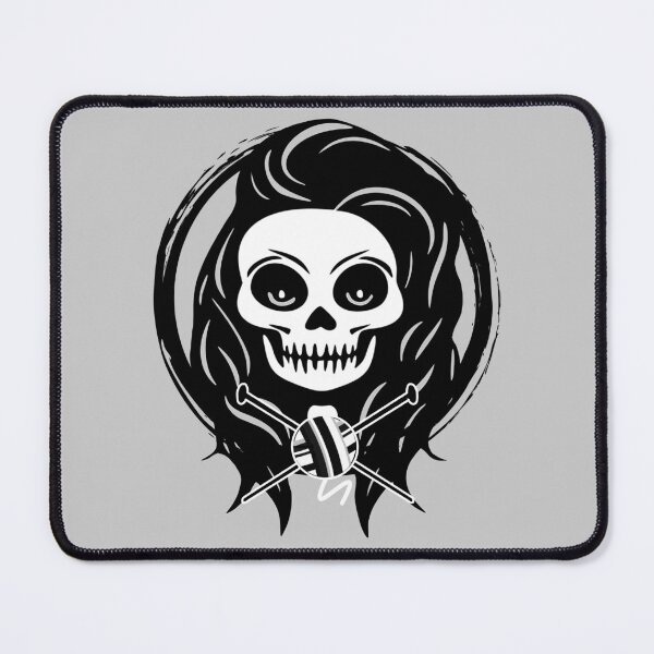 Item preview, Female Knitter Skull and Knitting Needles Black Logo designed and sold by Nuletto.