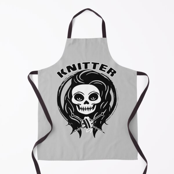 Item preview, Female Knitter Skull and Knitting Needles Black Logo designed and sold by Nuletto.