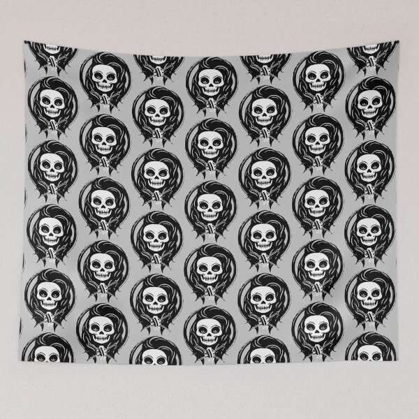 Item preview, Female Knitter Skull and Knitting Needles Black Logo designed and sold by Nuletto.