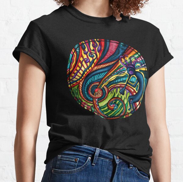 Colorful Kokopelli flute player, native southwestern Classic T-Shirt