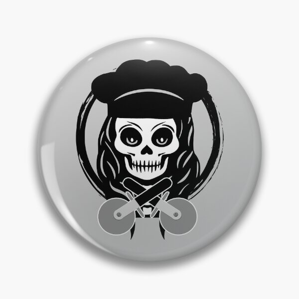 Item preview, Female Pizza Chef Skull and Pizza Cutters Black Logo designed and sold by Nuletto.