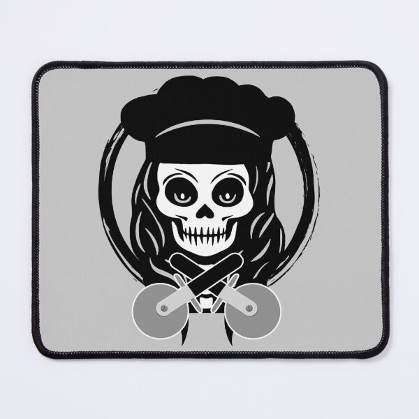Item preview, Female Pizza Chef Skull and Pizza Cutters Black Logo designed and sold by Nuletto.