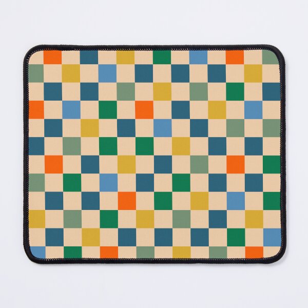 Item preview, Checkerboard Check Geometric Multi-Color Checked Pattern Beige Blue Green Mustard Orange designed and sold by kierkegaard.