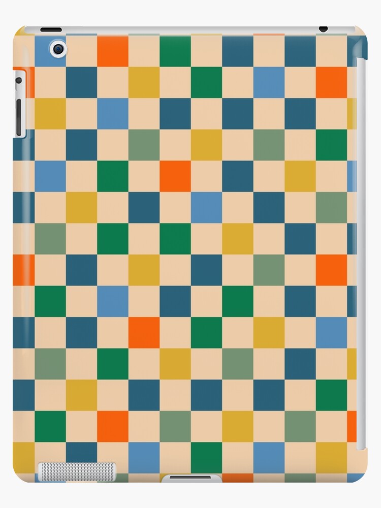 Checkerboard Check Geometric Multi-Color Checked Pattern Beige