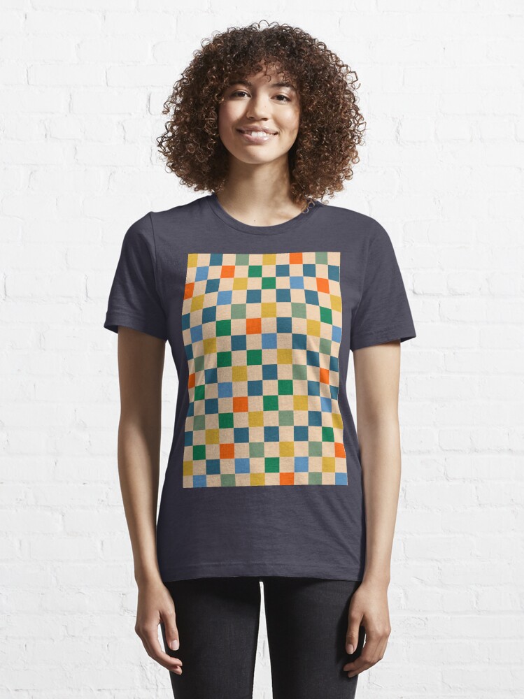 Checkerboard Check Checkered Pattern in Sage Green and Beige Essential T- Shirt for Sale by kierkegaard