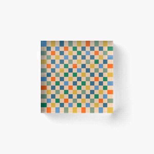 Item preview, Checkerboard Check Geometric Multi-Color Checked Pattern Beige Blue Green Mustard Orange designed and sold by kierkegaard.