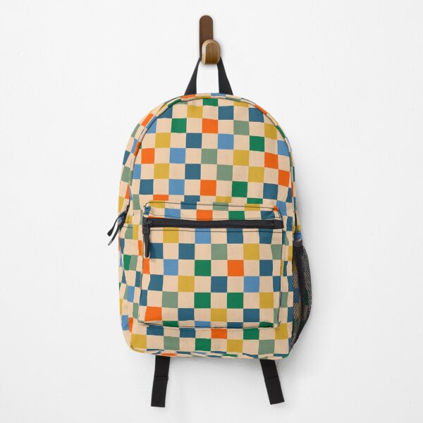 Item preview, Checkerboard Check Geometric Multi-Color Checked Pattern Beige Blue Green Mustard Orange designed and sold by kierkegaard.