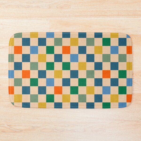 Item preview, Checkerboard Check Geometric Multi-Color Checked Pattern Beige Blue Green Mustard Orange designed and sold by kierkegaard.