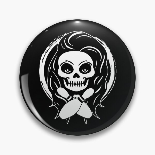 Item preview, Female Bowler Skull and Bowling Pins White Logo designed and sold by Nuletto.