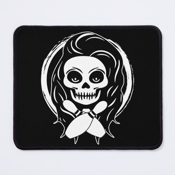 Item preview, Female Bowler Skull and Bowling Pins White Logo designed and sold by Nuletto.