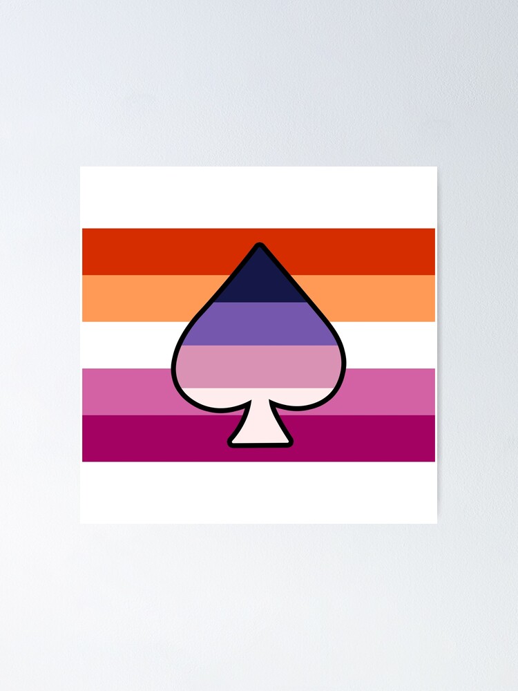 Asexual Spectrum And Lesbian Pride Flag With Ace Of Spades Poster For