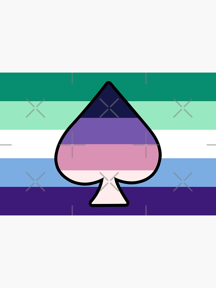 Asexual Spectrum And Mlm Pride Flag With Ace Of Spades Sticker For