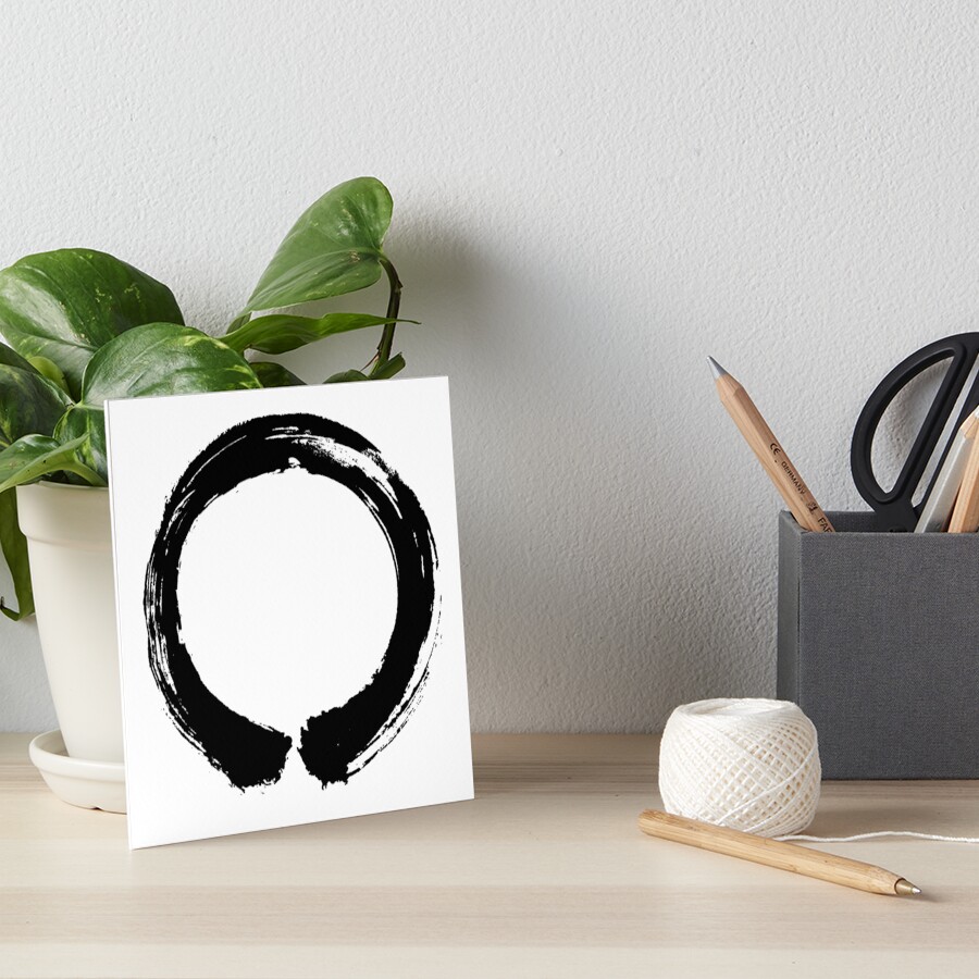 "Enso, Japanese Sumi Brush Circle, Japanese Circle Design with Mu Kanji