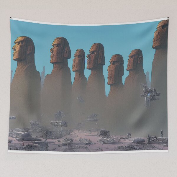 Item preview, Leaving Planet Easter, Moai Spaceport designed and sold by Parco-Mizzo.