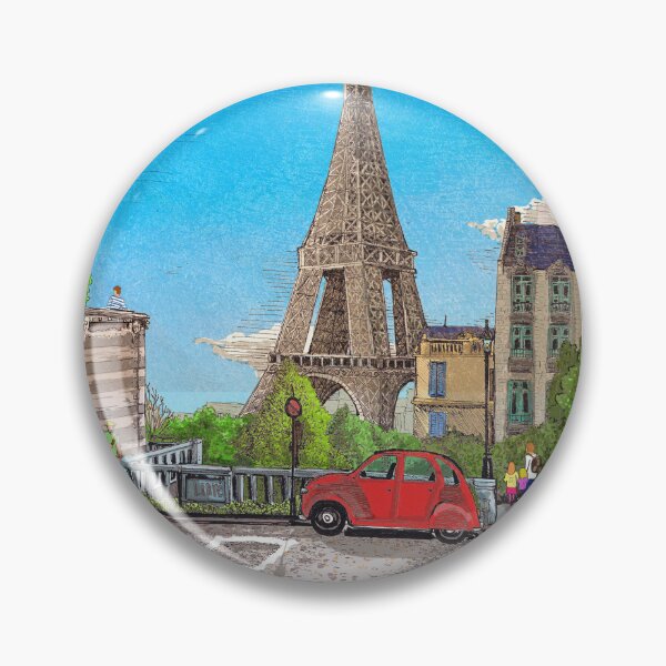 Item preview, Eiffel Tower Paris France Cityscape Illustration Art designed and sold by Wall-Art-Sketch.