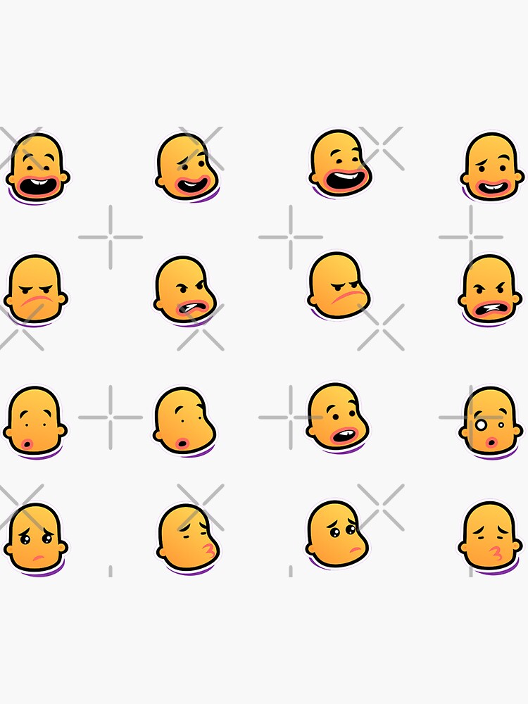 "Emoticons Emojis Sticker Set" Sticker for Sale by DanDesignn Redbubble