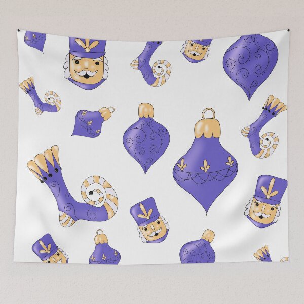 Item preview, Motivo natalizio viola, very peri con schiaccianoci e calza di natale designed and sold by Lucia85.