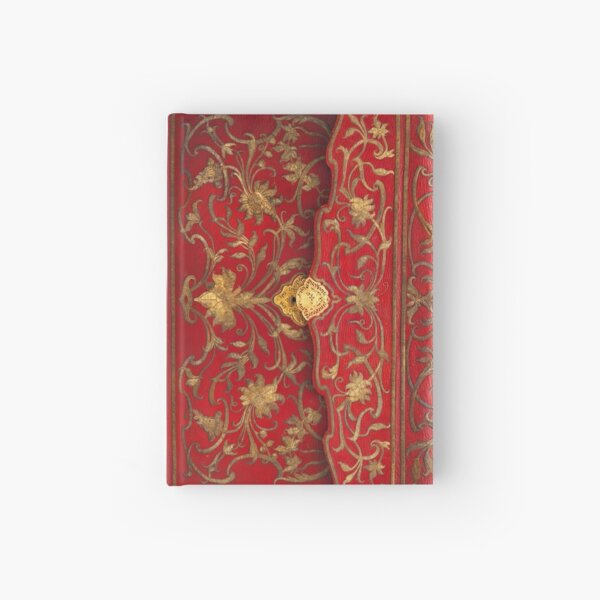 Red 'portefuille' book cover with gold thread and lock, 1764 Hardcover Journal