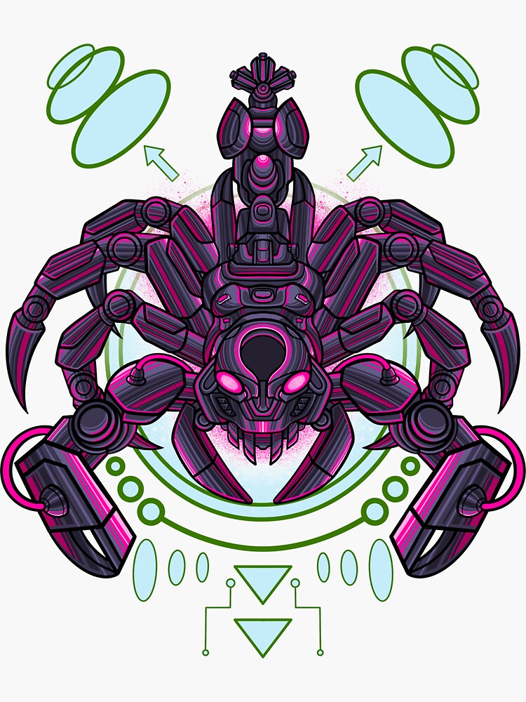 Neon Mech Scorpion Sticker For Sale By Republicoffire Redbubble