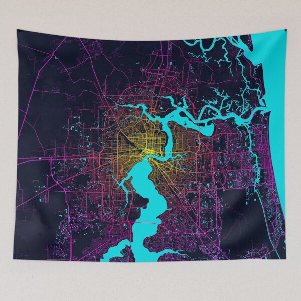 Item preview, Jacksonville City Map of Florida, USA - Neon designed and sold by deMAP.