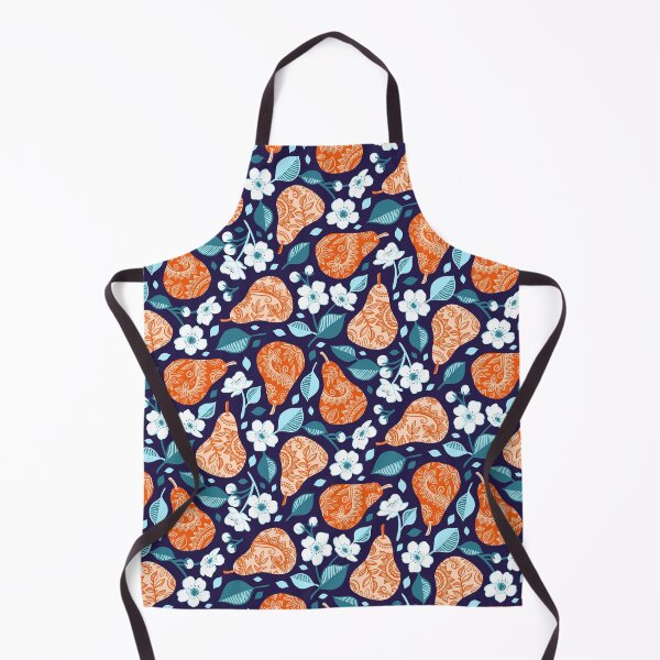 Item preview, Cheerful Pears in Orange on Navy Blue designed and sold by micklyn.