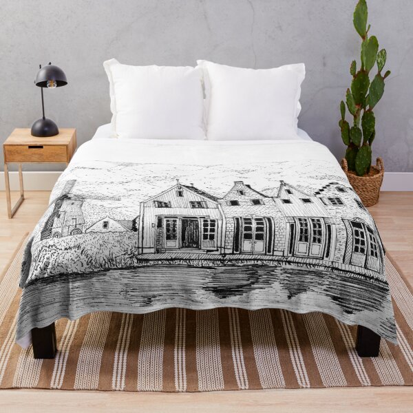 Item preview, Volendam Windmill Netherlands Travel Art designed and sold by Wall-Art-Sketch.