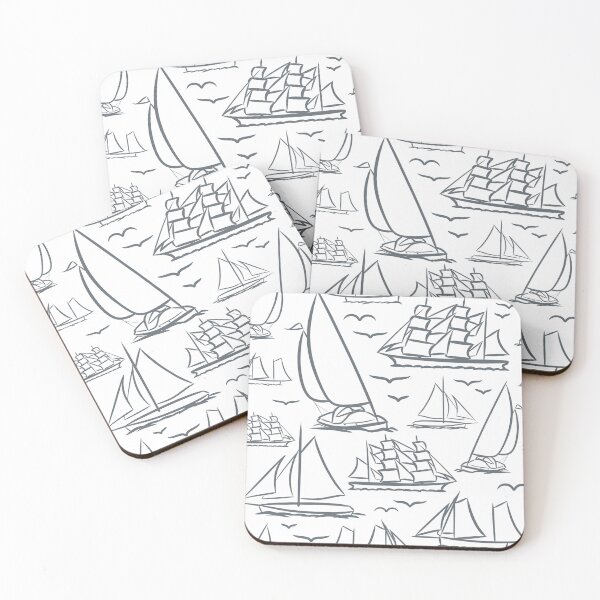 Item preview, Ice Grey Classic Boats Pattern  designed and sold by seasprayart.