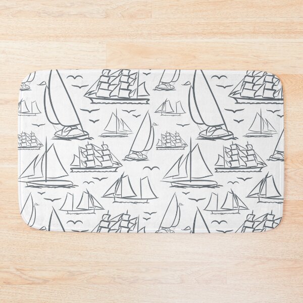 Item preview, Ice Grey Classic Boats Pattern  designed and sold by seasprayart.