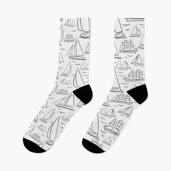 Item preview, Ice Grey Classic Boats Pattern  designed and sold by seasprayart.