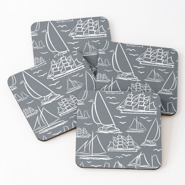 Item preview, Ice Grey Classic Boats Pattern Version 2 designed and sold by seasprayart.