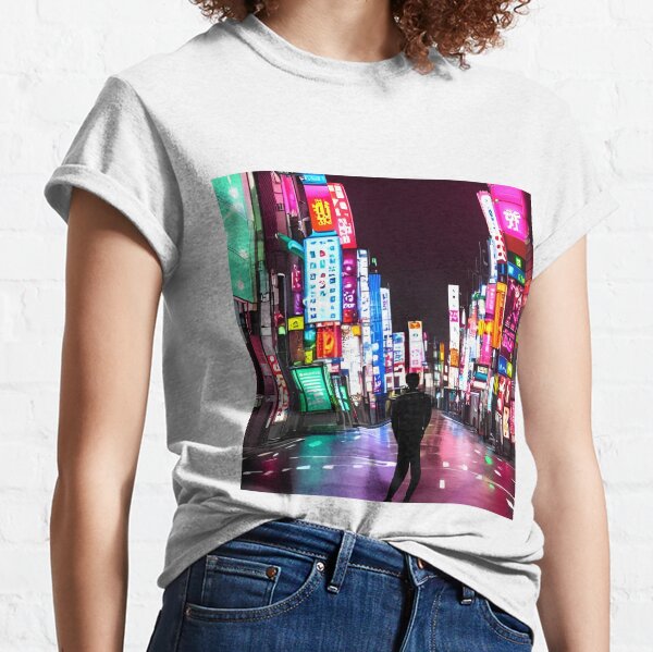Tokyo Neon Japan - Schöne Nachtlichter - Ein einsamer Mann Classic T-Shirt