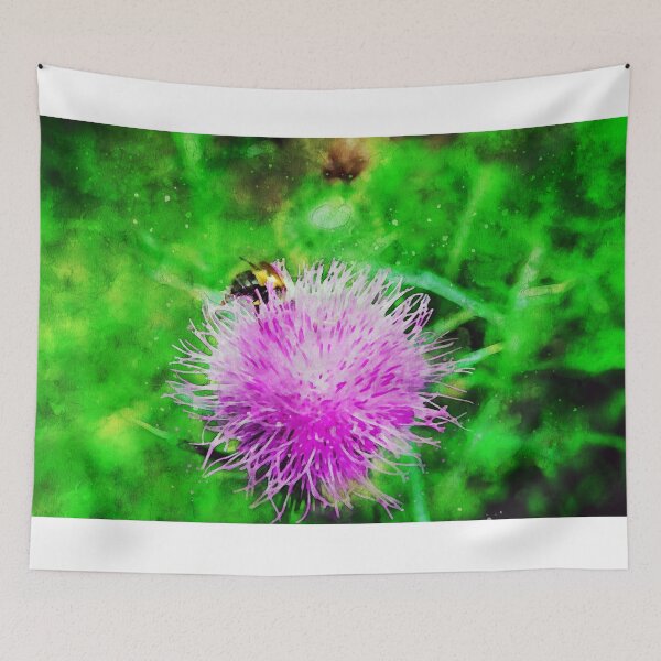 Item preview, Pink Flowering Thistle With Bee designed and sold by Robert Alsop.