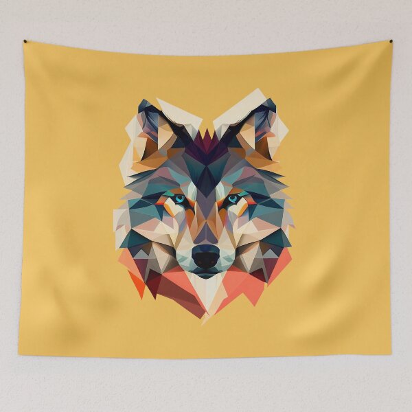 Item preview, Wolf Geometric Colourful Portrait designed and sold by Bondoboxy.