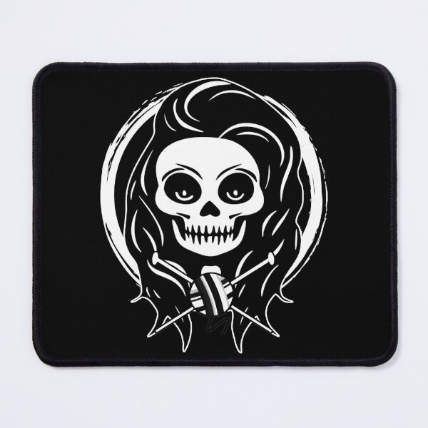 Item preview, Female Knitter Skull and Knitting Needles White Logo designed and sold by Nuletto.