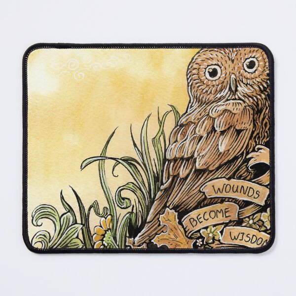 Item preview, Epic Pygmy Owl says Wounds Become Wisdom designed and sold by Ty Meier.