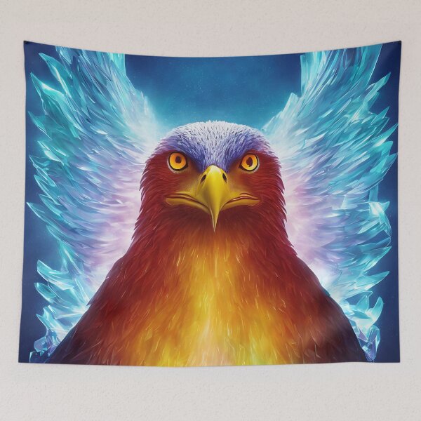 Item preview, product render poster vivid colors divine proportion Eagle, ice and snow, glowing fog intricate, elegant, highly detailed, digital painting, concept art, smooth, sharp focus, illustration designed and sold by DrawItOnce.