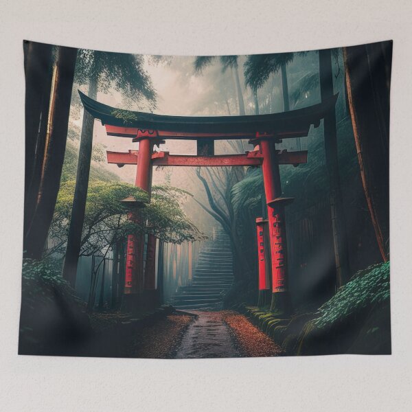 Item preview, Japanese torii in a forest designed and sold by RK - Shop.