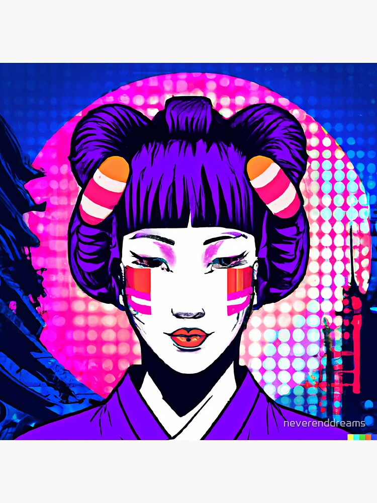 Japanese Geisha Girl Vaporwave Cyberpunk Popart Urban Style Sticker For Sale By Neverenddreams 2151