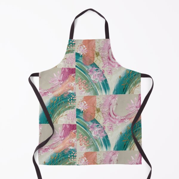Item preview, Spring Kimono, semi-abstract, pink, flowers, aqua, gold, leafs designed and sold by Julie Schofield.