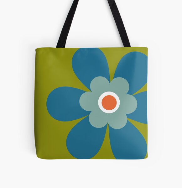 Cute retro 70s simple flower power groovy block colour graphic, in soft  pastel grey, blush pink and white on black Tote Bag for Sale by Caroline  Laursen