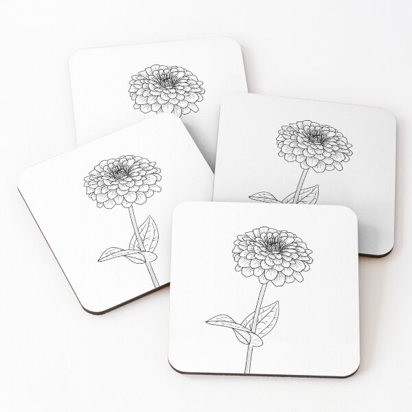 Item preview, Zinnia Fine Line Drawing designed and sold by BluebellPainter.