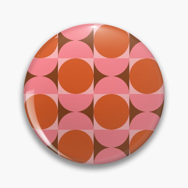 Item preview,  Minimalist Mid century modern abstract circles and half circles pattern in pink and orange  designed and sold by Yasminepatterns .