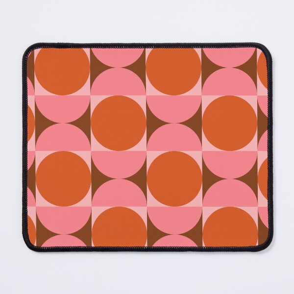 Item preview, Minimalist Mid century modern abstract circles and half circles pattern in pink and orange designed and sold by Yasminepatterns .