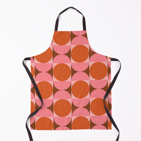 Item preview,  Minimalist Mid century modern abstract circles and half circles pattern in pink and orange  designed and sold by Yasminepatterns .